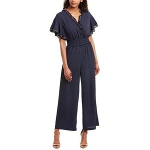 Max Studio Navy Blue Polka Dot Wide-Leg Jumpsuit